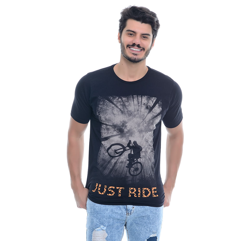 Camiseta Estampada Just Ride Cor:Preto;Tamanho:P