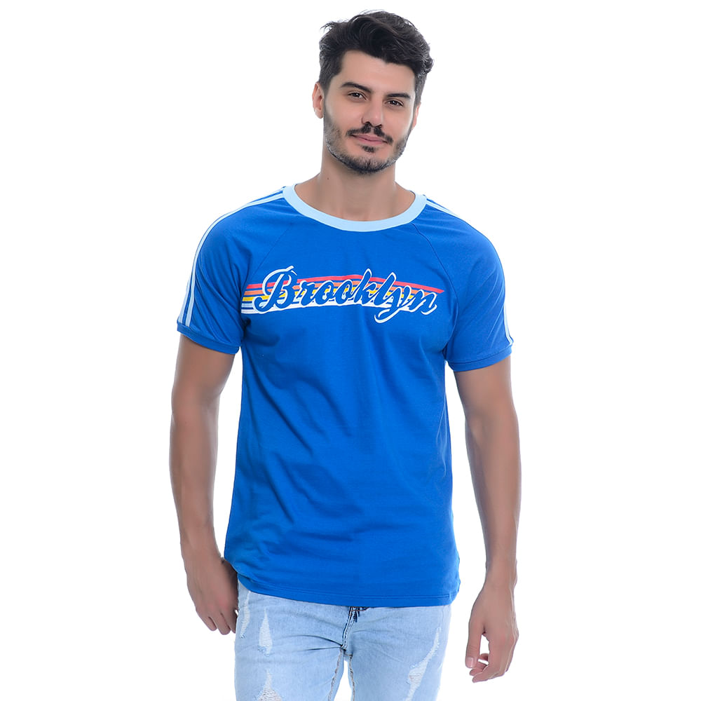 Camiseta Raglan Estampada Brooklyn 2 Cor:Azul;Tamanho:P