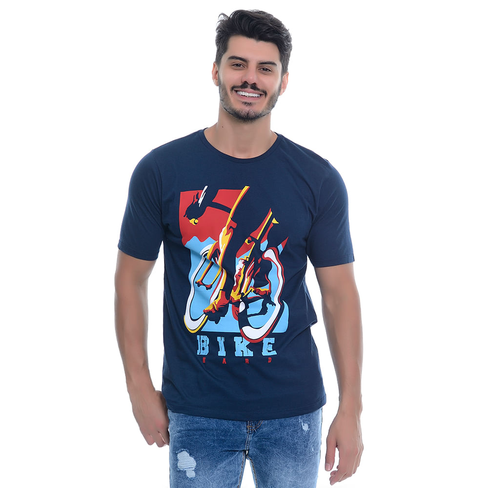 Camiseta Estampada Hard Bike 2 Cor:AzulEscuro;Tamanho:P