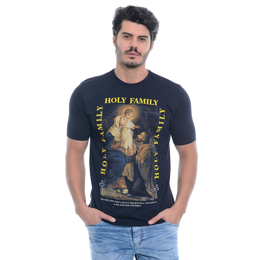 Camiseta Estampada Sagrada Familia 248851;Cor:Preto;Tamanho:P