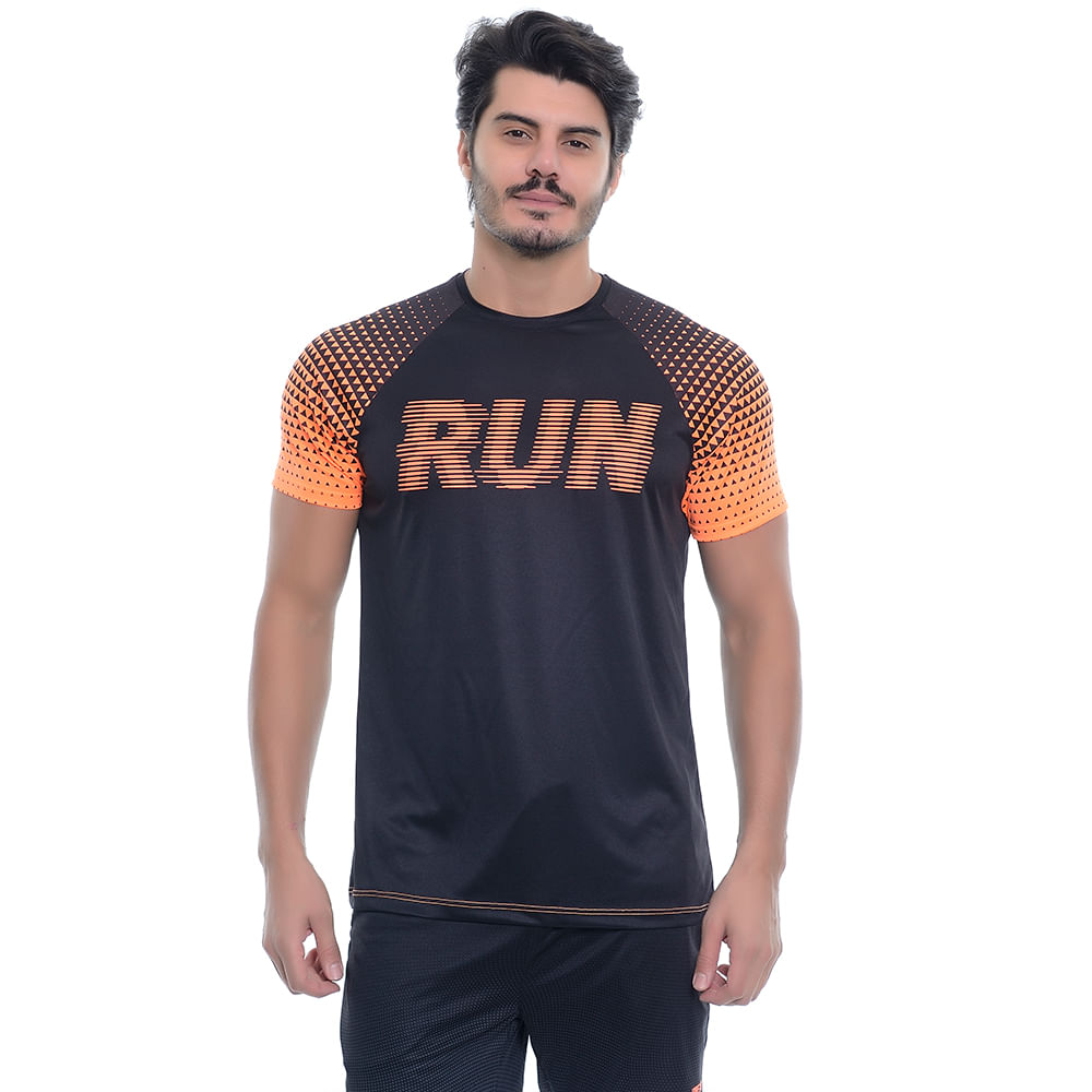 Camiseta Fitness Raglan Run 234361;Cor:Preto;Tamanho:P
