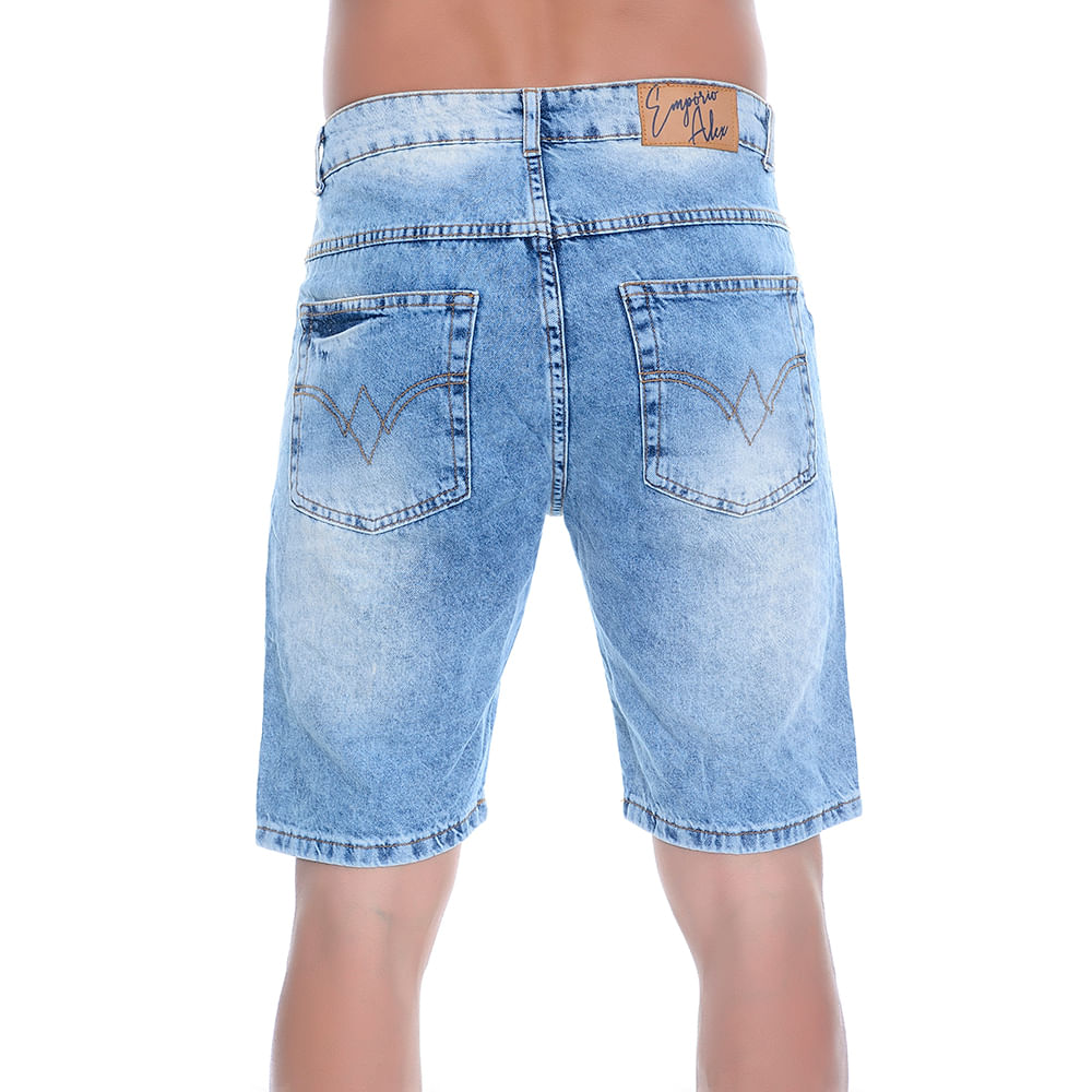 Bermuda Jeans Slim Destroyed com Recortes Dialogo Jeans  Tamanho:46;Idade:Adulto;Gênero:Homem;Cor:Azul - GET FASHION