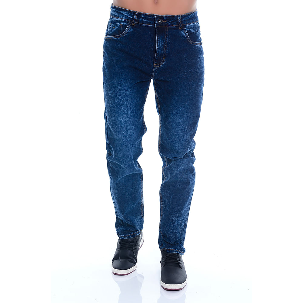 Calça Jeans Slim Denim Estonada Cor:Azul;Tamanho:38