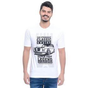 Camiseta-Manga-Curta-Gola-Redonda-Masculina-Estampada-Carro-Vintage-Branca