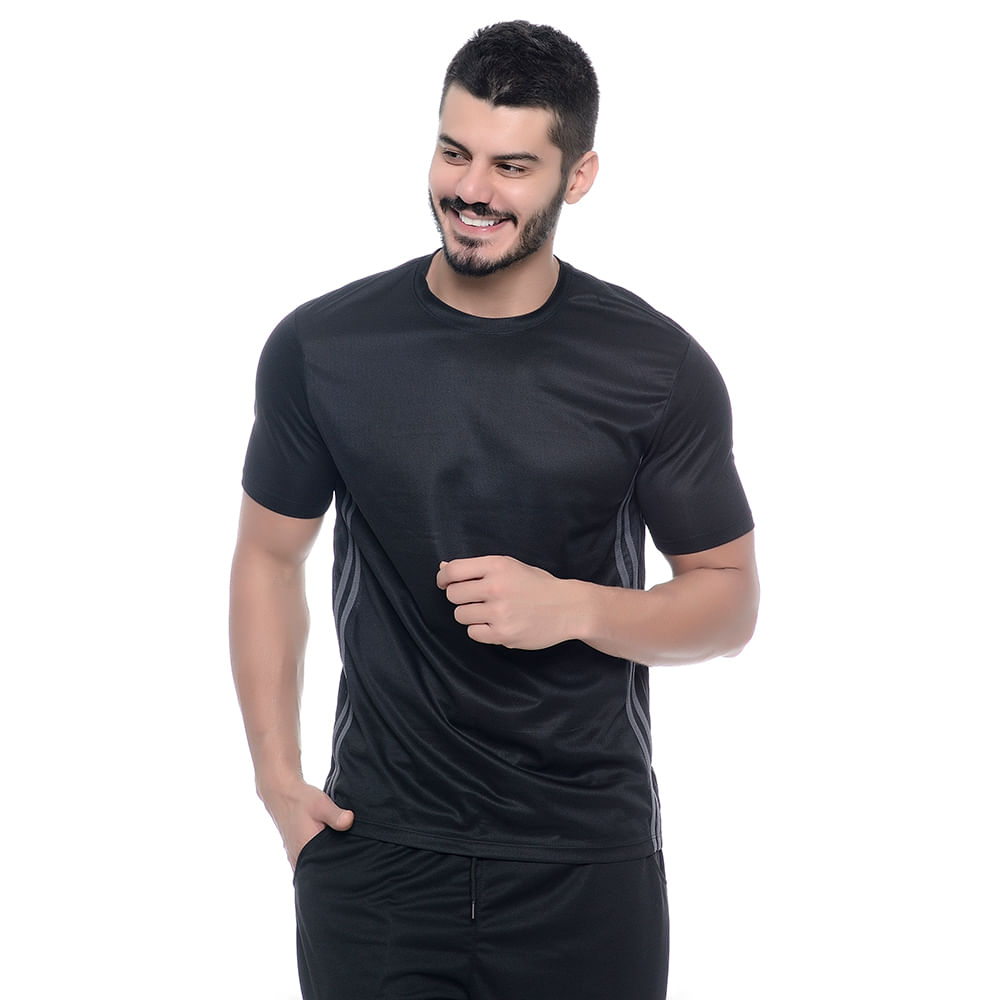 Camiseta Dry Fit Masculina Fitness Academia Esportiva Preta - emporioalex